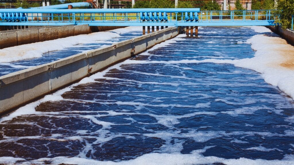 Aeration basin at a water treatment plant